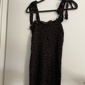 Free People Black with roses mini dress